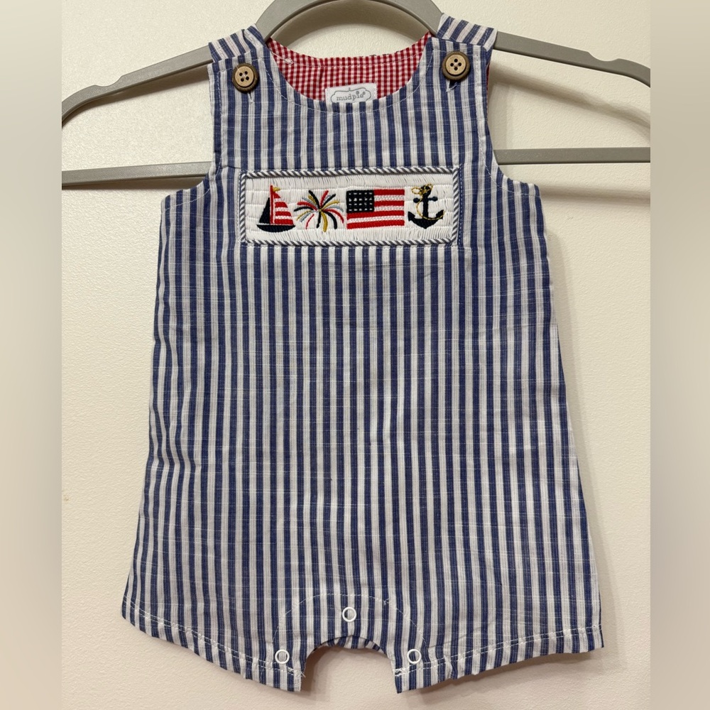 Mudpie Smocked 4th of July Striped One Piece